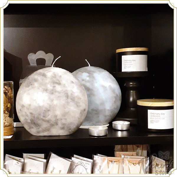 クリスタルムーンキャンドル 横幅 約12.5cm MOON CANDLE キャンドル お月様 ハンドメイド 蝋燭 マーブル タイダイ