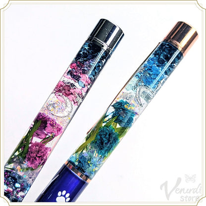 本物のお花入り　レジンボールペン　猫柄