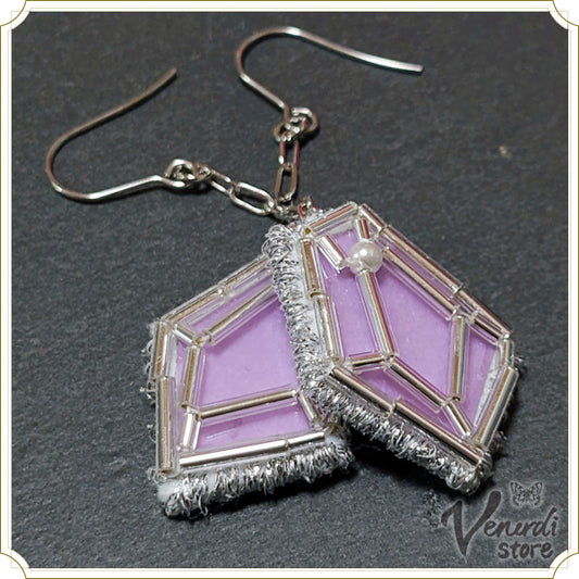 トロンプルイユ宝石ピアス パープル