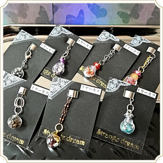 イヤーカフ（バラ&天然石）