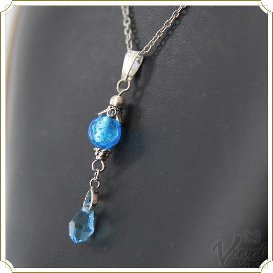 ホタルガラスネックレス パナリブルー＆アクアマリン