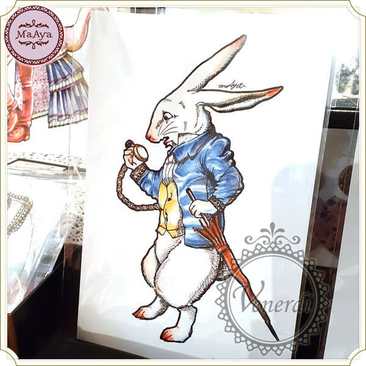 ポストカード　白うさぎ