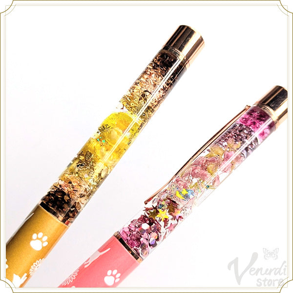本物のお花入り　レジンボールペン　猫柄