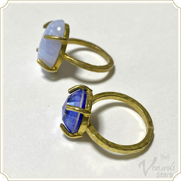オーバルカットブルーレースアゲート リング