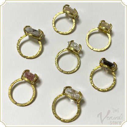 多角カット・ドロップローズカット ルチルクォーツ/ドロップスライスカット デンドリティッククォーツ/オーバルカット ストロベリークォーツ/多角カットクリスタルクォーツ・スモーキークォーツ/レーザートライアングルカットクリスタルクォーツ リング