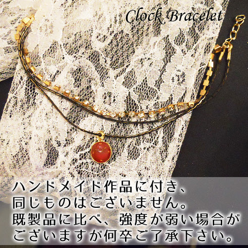 アリス風時計モチーフブレスレット ゴールド