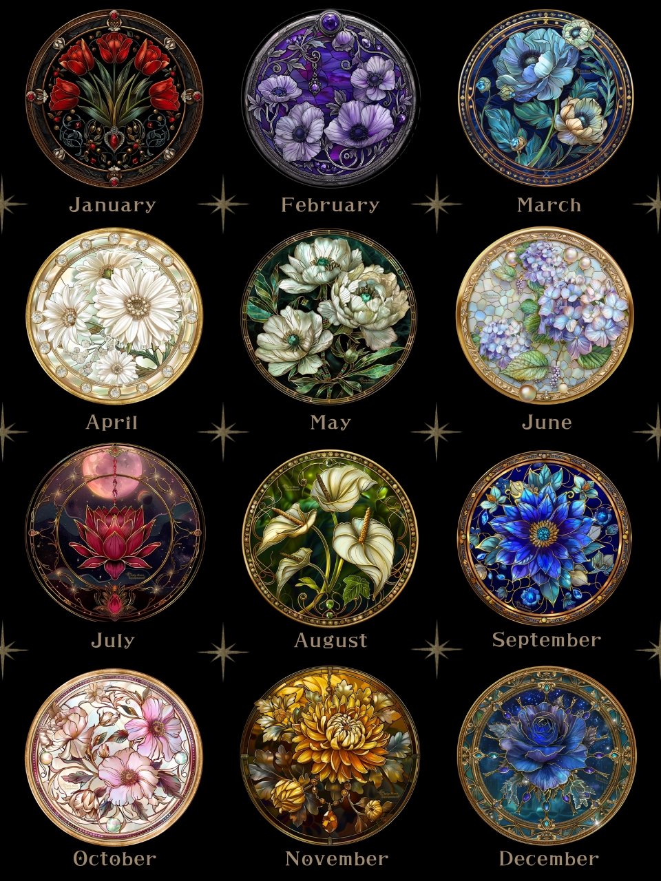 12月のステンドグラス(缶ミラー)