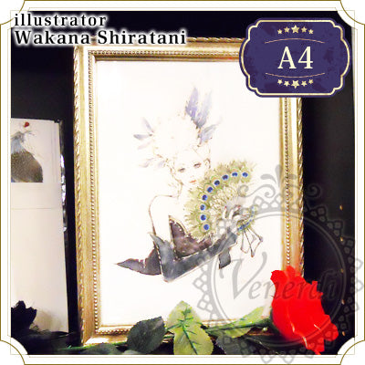 【額セット】A4アートポスター ”Bird”孔雀