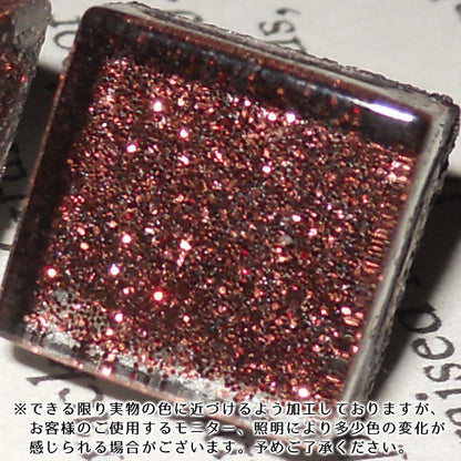 煌めくガラスタイルピアス オールドローズ