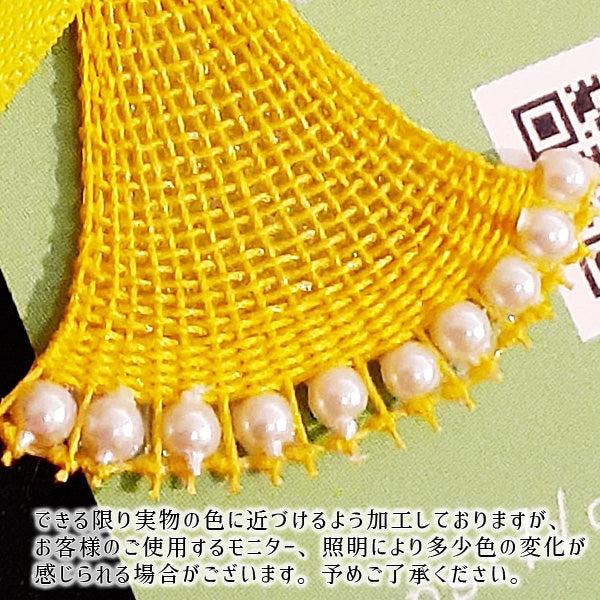 リボン付きピアス イエロー