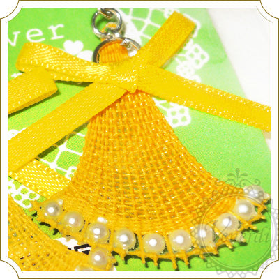 リボン付きピアス イエロー